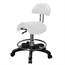 Saddle Stool with Back and Adjustable Footrest - 2110 WHT