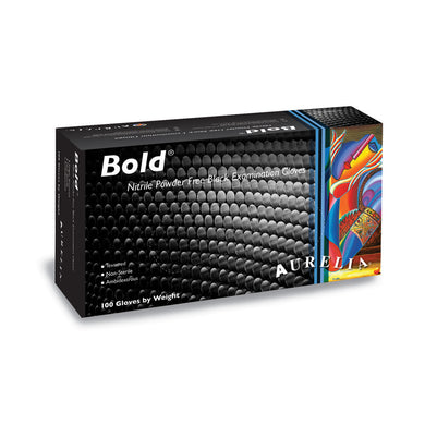 Aurelia® Bold® Nitrile (Non-Latex) Powder Free Examination Gloves Black - Box of 100
